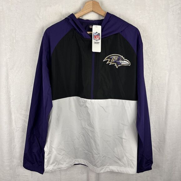 Baltimore Raven NFL Team Half Zip Pullover Windbreaker Jacket Medium NWT - Picture 1 of 5